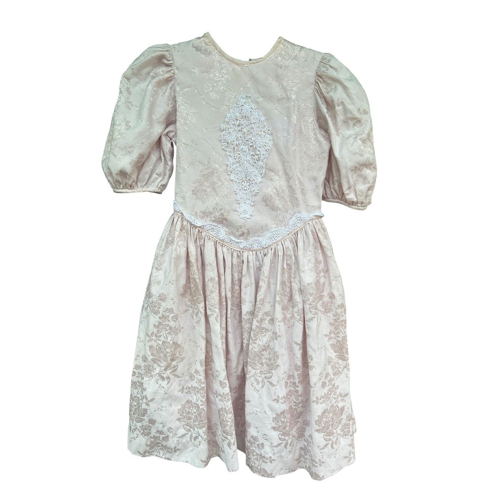 Vintage 1980s Girls Dress Pink‎ Flower Girl Sz 10 Wedding Communion Dorissa Int
